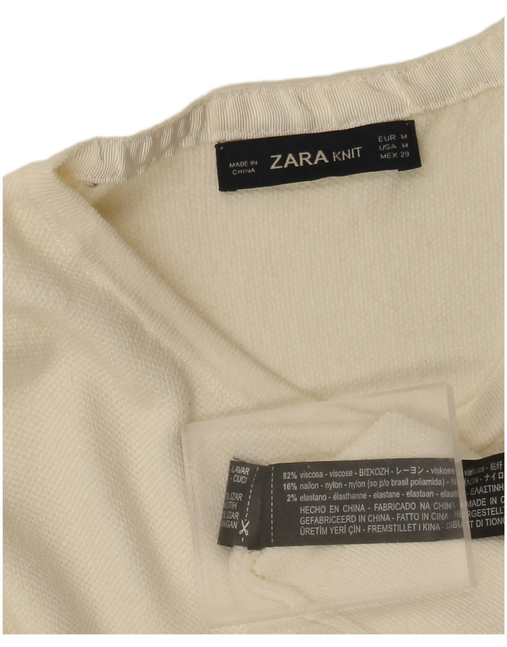 Suéter cardigã feminino Zara Reino Unido 12 viscose branca média