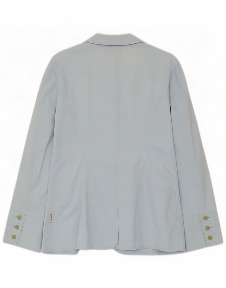 Jaqueta Blazer feminina Armani de 1 botão Reino Unido 16 grande algodão azul