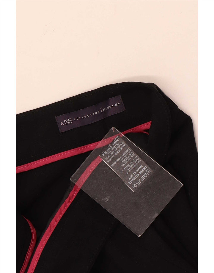 Calça feminina Marks & Spencer Modern Slim Suit Reino Unido 12 Médio W32 L29 Preta