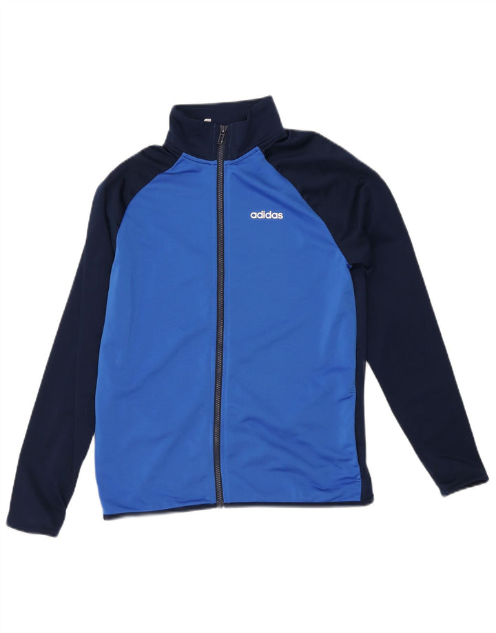 ADIDAS Meninos Tracksuit Top Jacket 13-14 Anos Azul Marinho Colorblock