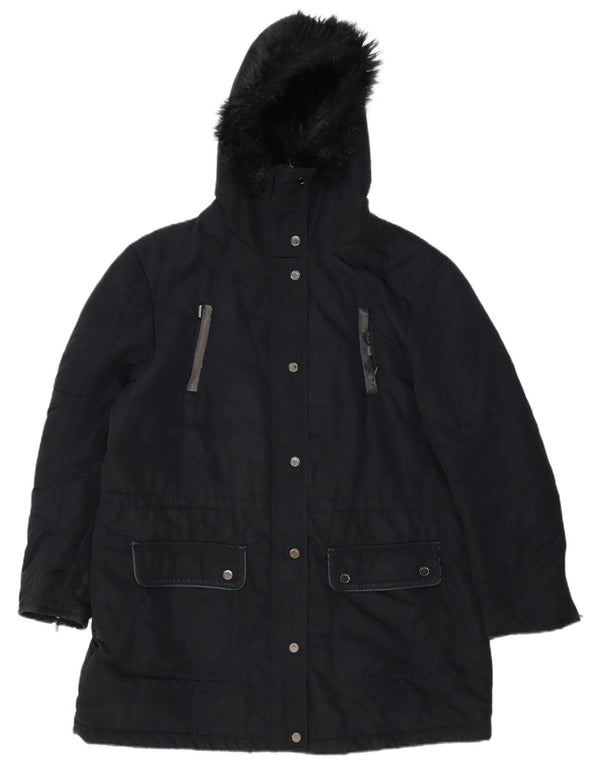 Jaqueta parka feminina com capuz Marks & Spencer Autograph Reino Unido 18 XL preta