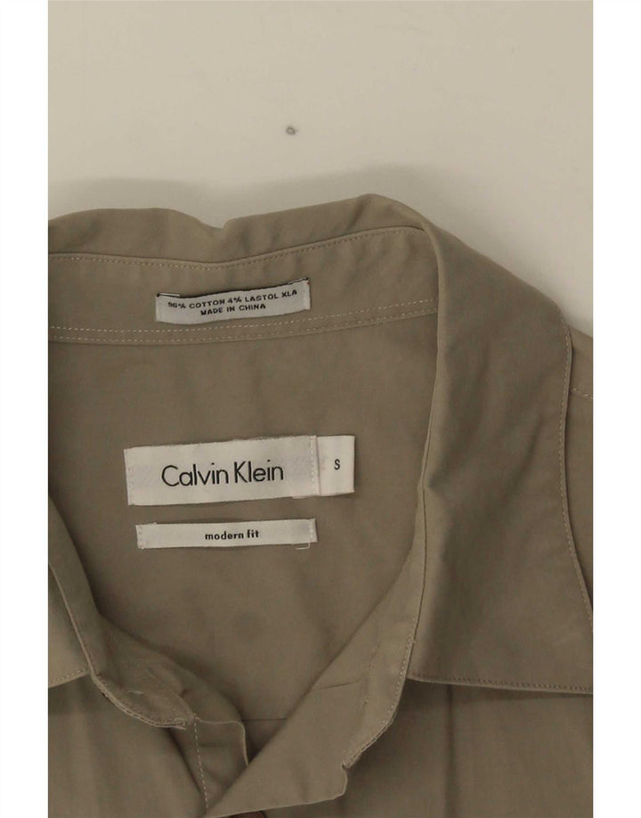 Camisa Calvin Klein Masculina Modern Fit Pequena Algodão Cáqui