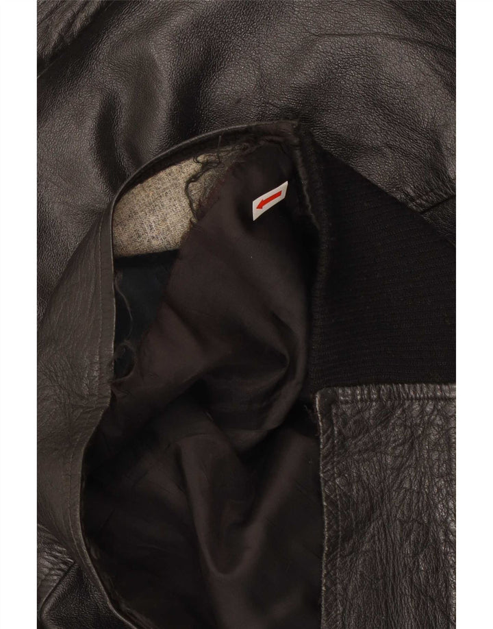 Jaqueta de couro masculina vintage Reino Unido 38 preto médio