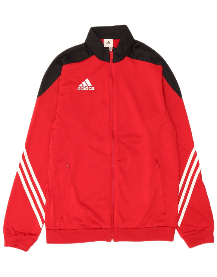 Adidas Mens Treino Top Jacket Pequeno Poliéster Colorblock Vermelho