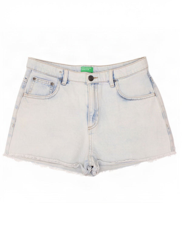 Shorts jeans de cintura alta para meninos Benetton 13-14 anos 3XL W30 azul algodão