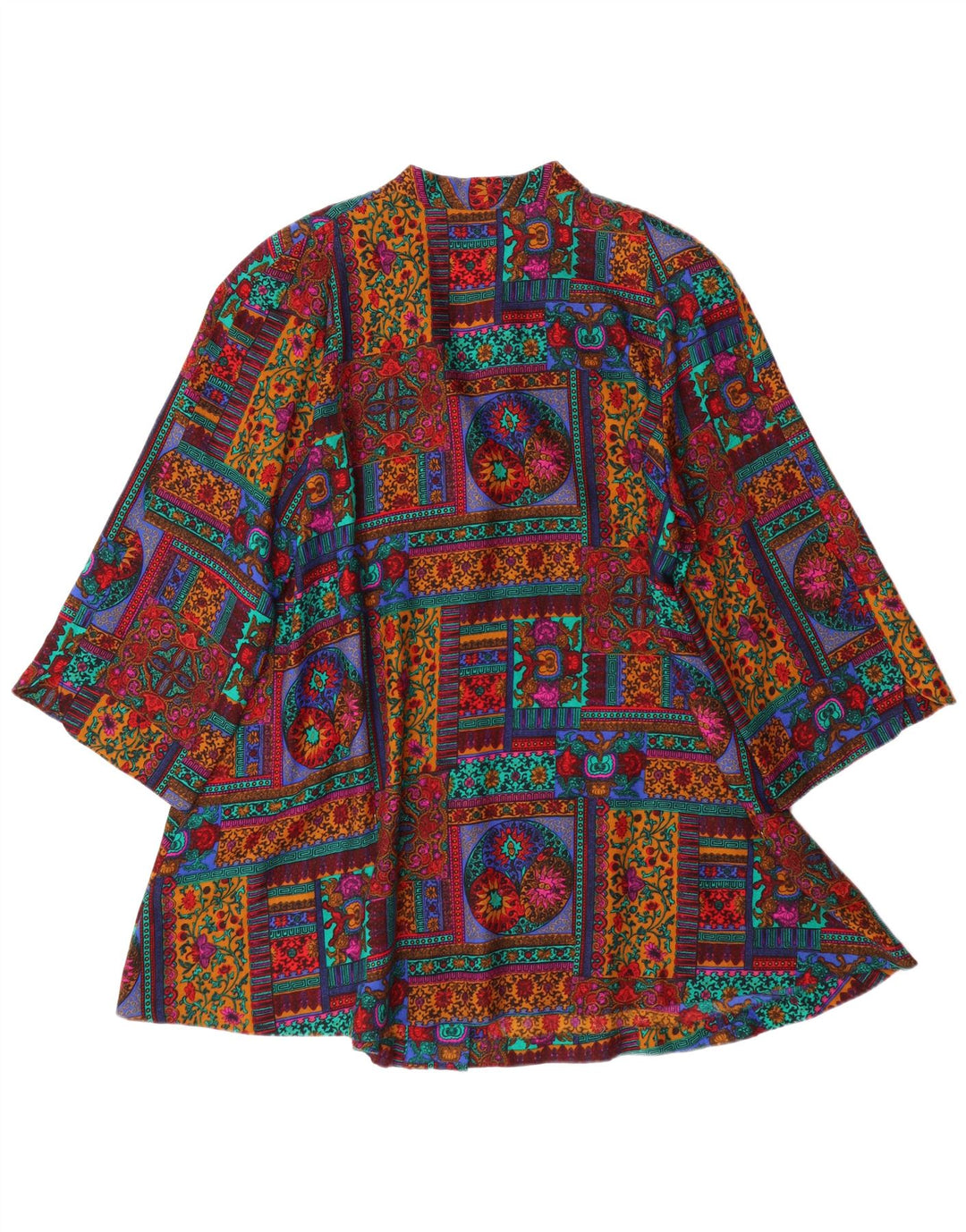 Cardigan feminino vintage com padrão abstrato UK 18 XL multicolorido Bohemia