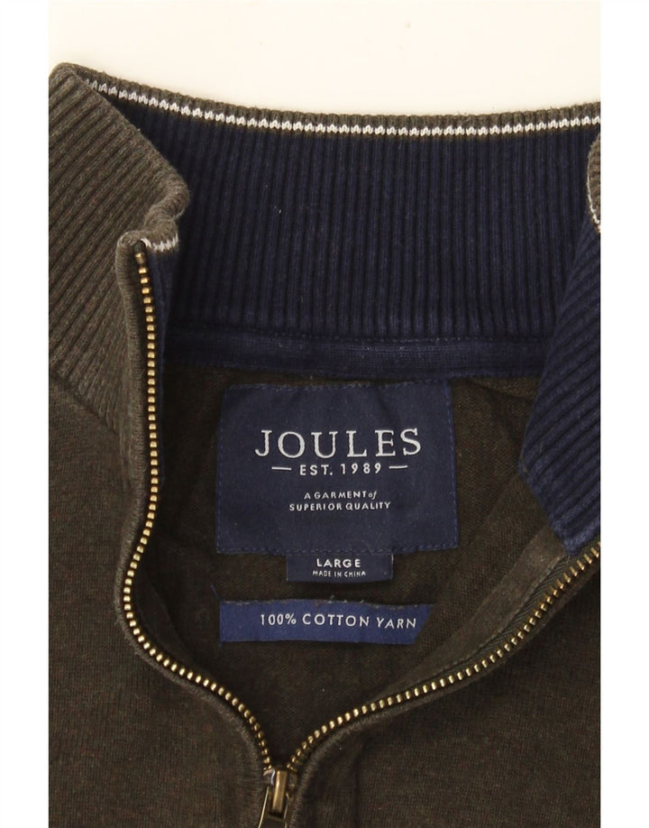Suéter masculino Joules com zíper e gola alta de algodão verde grande