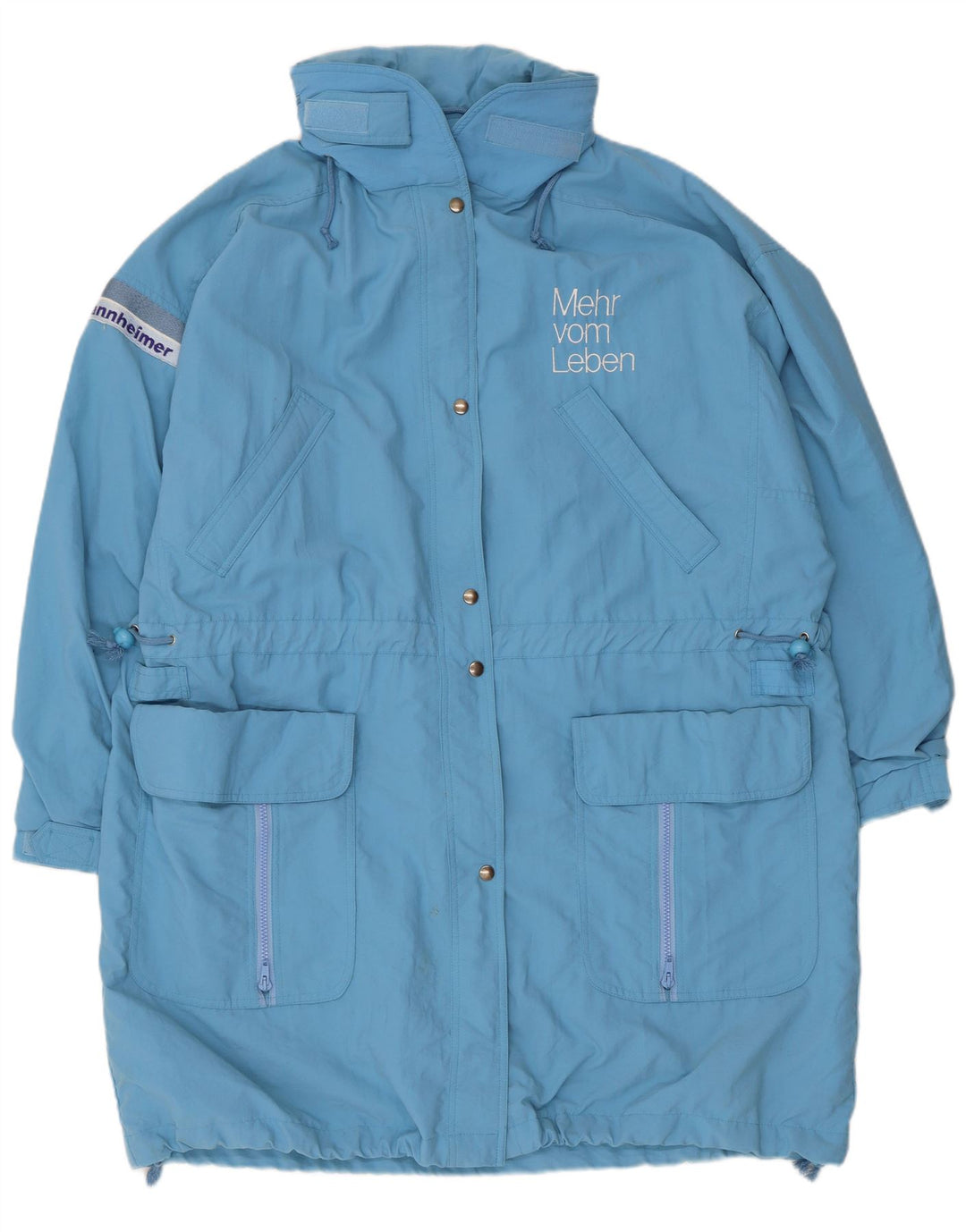 Casaco corta-vento feminino com capuz grande Tactel UK 10 pequeno azul poliamida