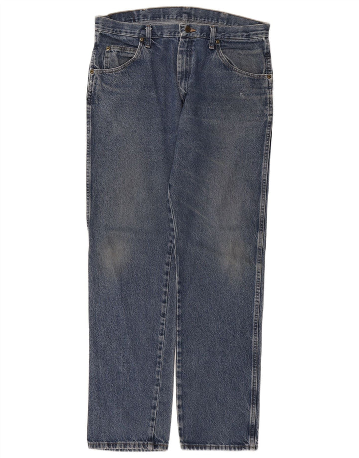 Calça jeans reta masculina WRANGLER regular fit W36 L34 algodão azul