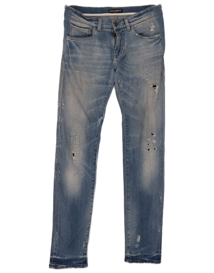 DOLCE & GABBANA Jeans Slim Feminino Distressed IT 44 Médio W30 L32 Azul