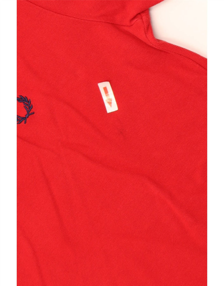 Camisa polo masculina de rugby Fred Perry de algodão vermelho médio
