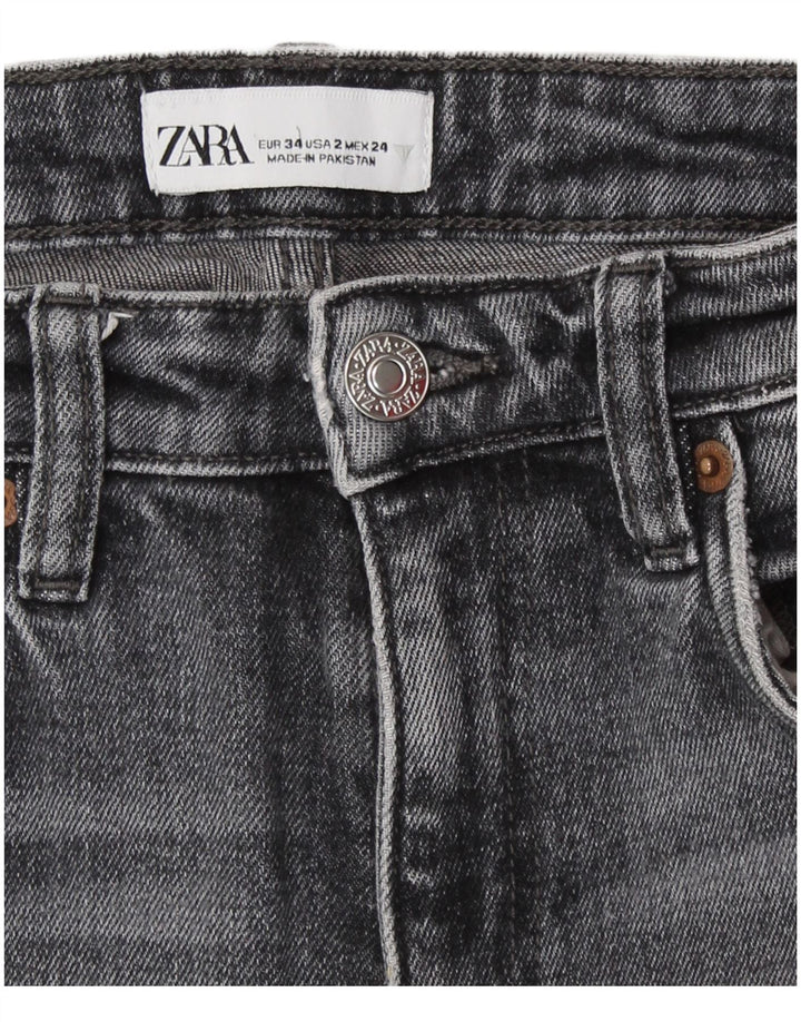 Calça jeans feminina Zara Bootcut EU 34 2XS W24 L26 cinza