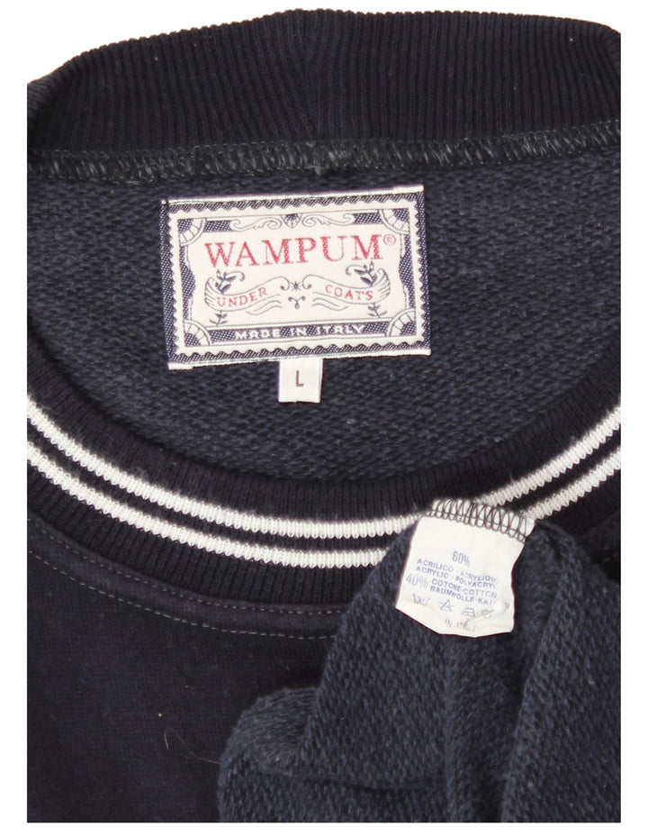 Wampum moletom masculino gráfico jumper grande azul marinho acrílico