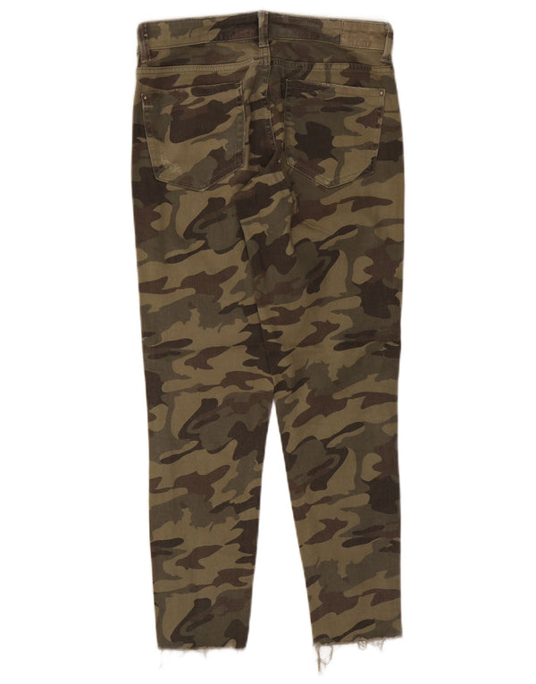 Calça jeans skinny feminina Zara EU 36 XS W26 L26 cáqui camuflada algodão