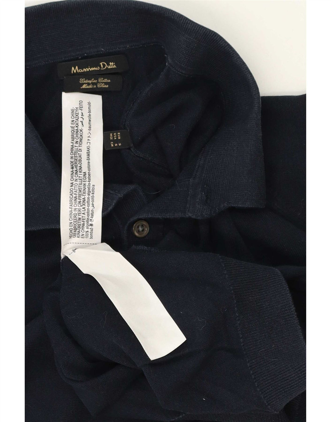 Suéter masculino Massimo Dutti com gola polo e algodão azul marinho pequeno