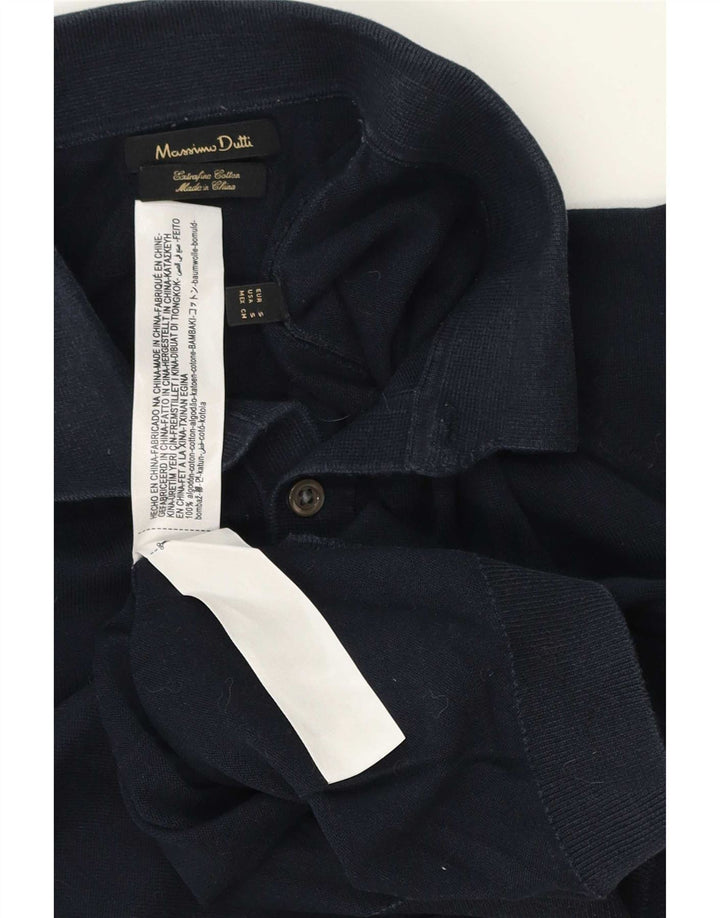 Suéter masculino Massimo Dutti com gola polo e algodão azul marinho pequeno