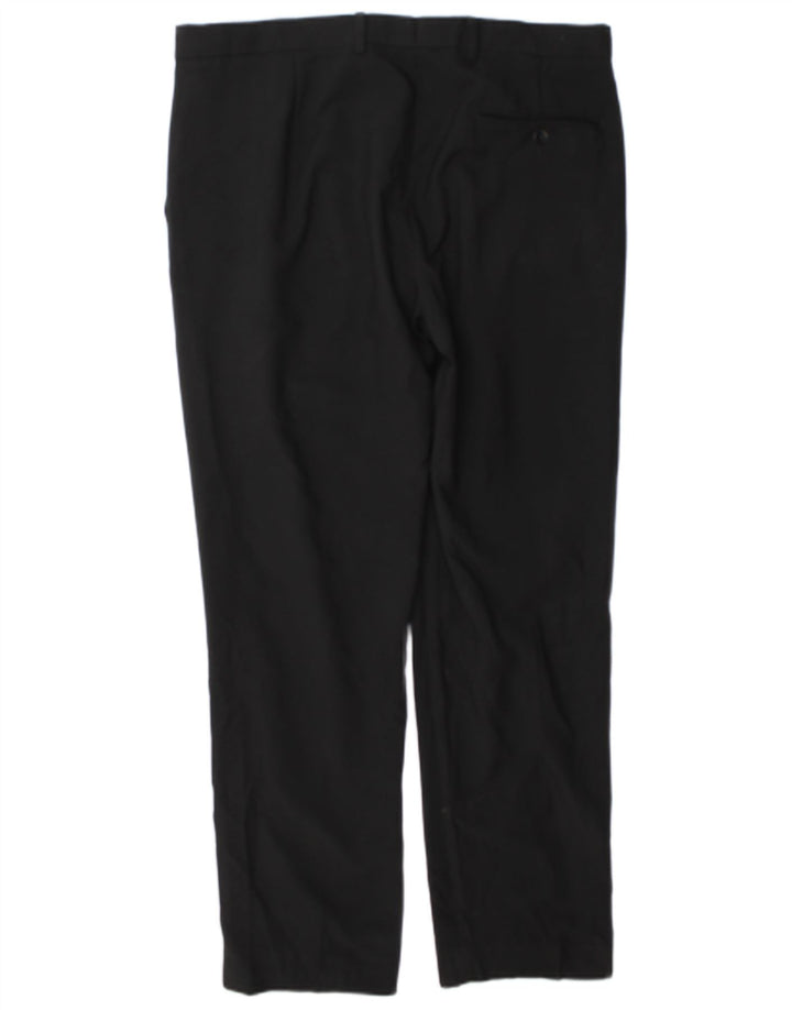 Calça masculina reta regular Marks & Spencer W36 L31 poliéster preto
