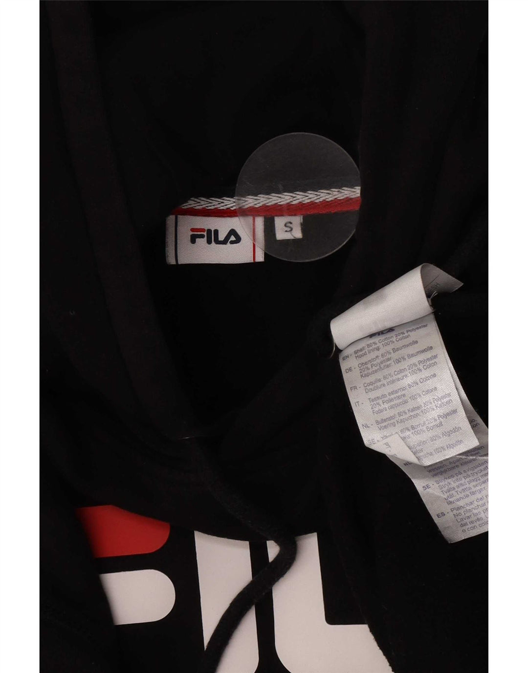 Fila Mens Graphic Hoodie Jumper Pequeno Algodão Preto