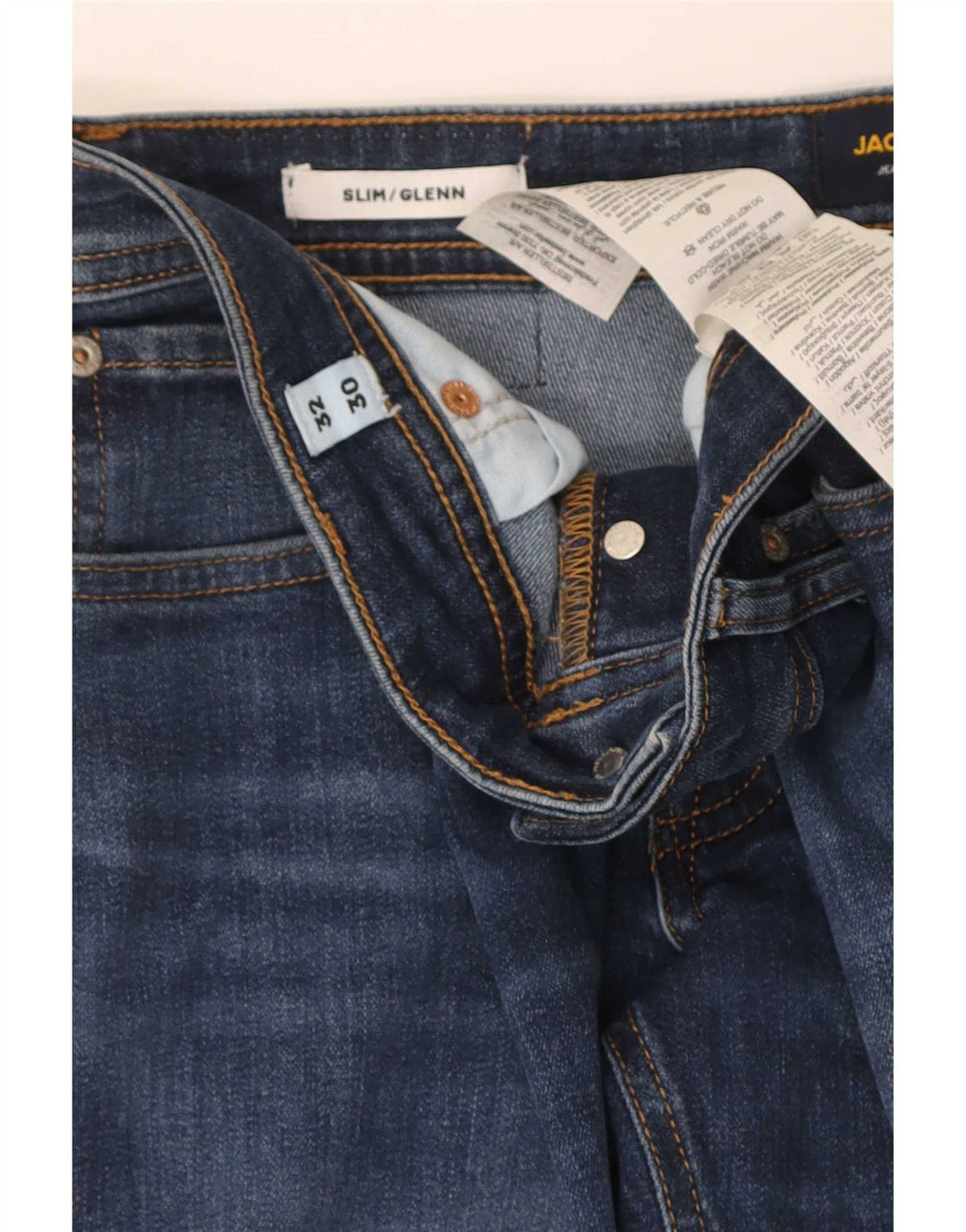 Jack & Jones Masculino GLENN Slim Jeans W32 L30 Azul Marinho Algodão