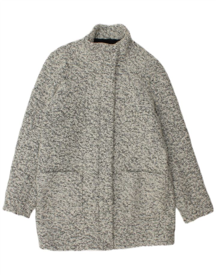 Sobretudo feminino grande Abercrombie & Fitch Reino Unido 10 lã manchada cinza pequena