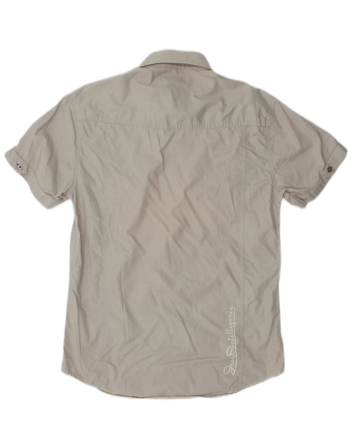 Camisa masculina de manga curta JACK & JONES algodão cinza médio