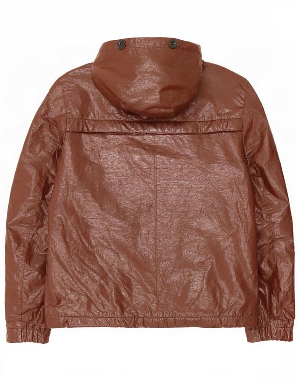 Jaqueta masculina de couro sintético com capuz Hugo Boss EU 52 XL linho marrom
