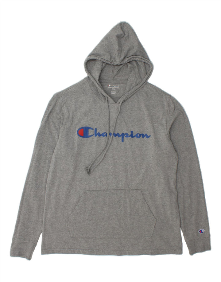 CHAMPION Womens Graphic Hoodie Jumper UK 14 Medium Grey Cotton Vintage Champion and Second-Hand Champion from Messina Hembry 