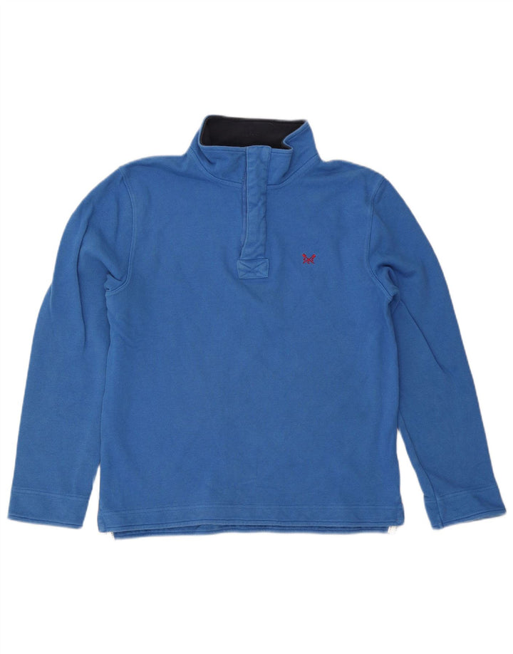 Crew Clothing Mens Zip Neck Moletom Jumper Pequeno Algodão Azul