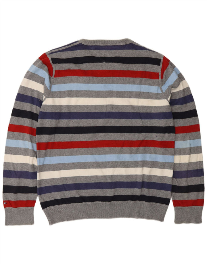 Suéter masculino Tommy Hilfiger com gola redonda listrado médio multicolorido