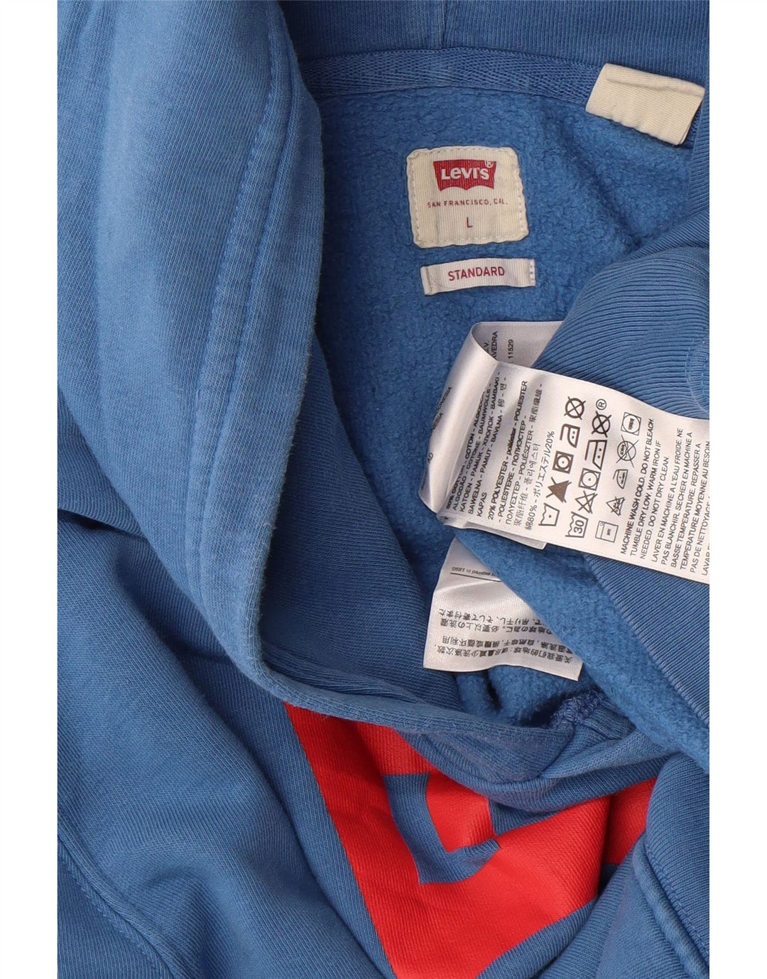 Moletom com capuz masculino LEVI'S Graphic Standard Fit grande algodão azul