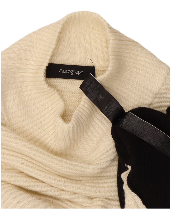 Suéter feminino Marks & Spencer com gola tartaruga Reino Unido 12 médio off white