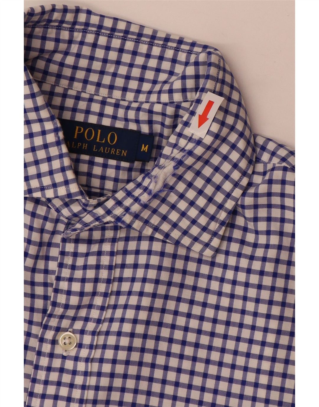 Polo Ralph Lauren Camisa masculina de algodão guingão azul médio