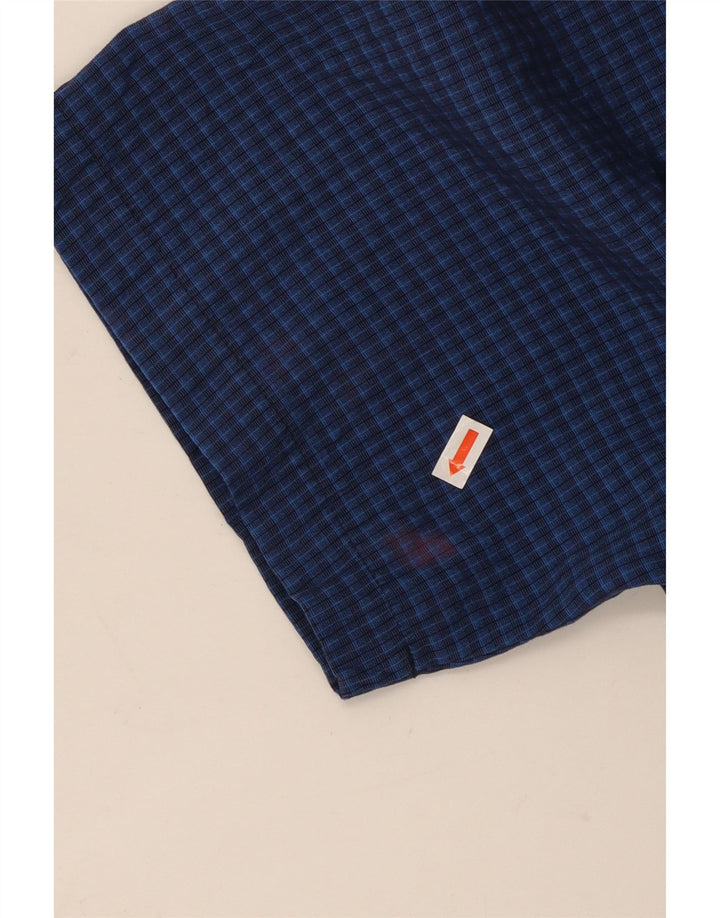 Camisa masculina de manga curta MOSSIMO XL azul Gingham Rayon