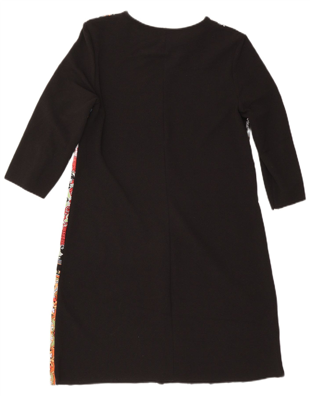 Vestido kaftan feminino Zara manga 3/4 UK 12 médio preto patchwork
