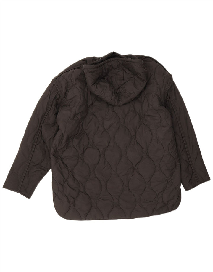 Jaqueta acolchoada com capuz grande Zara para mulher UK 6 XS poliéster preto