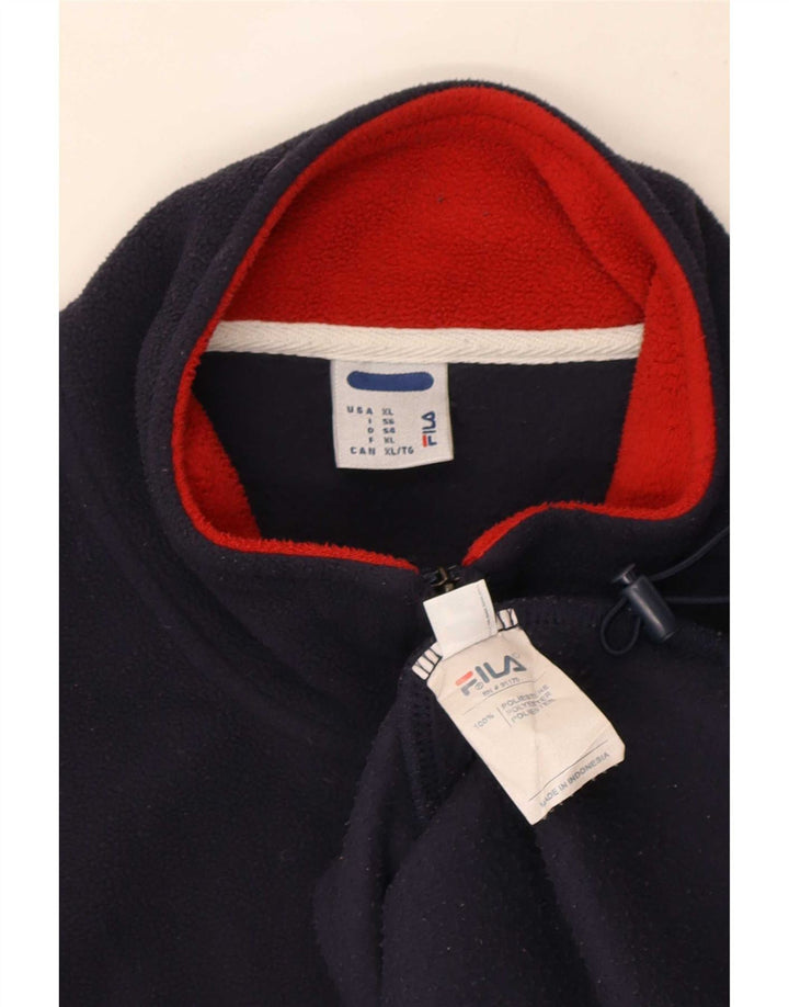 Suéter de lã masculino Fila com zíper e gola XL azul marinho poliéster
