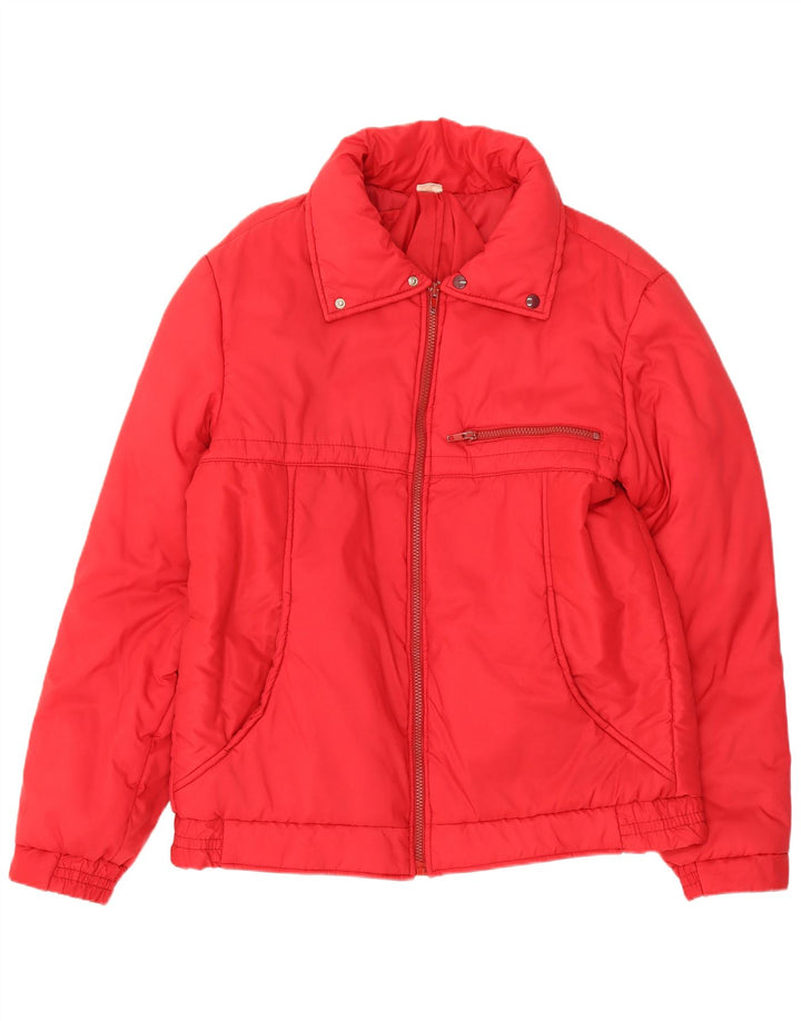 Jaqueta acolchoada feminina vintage IT 50 XL poliéster vermelho