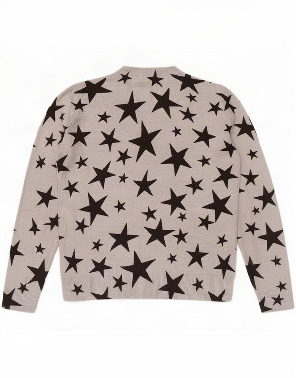 Suéter feminino Marks & Spencer com gola redonda e gráfico Reino Unido 12 cinza médio