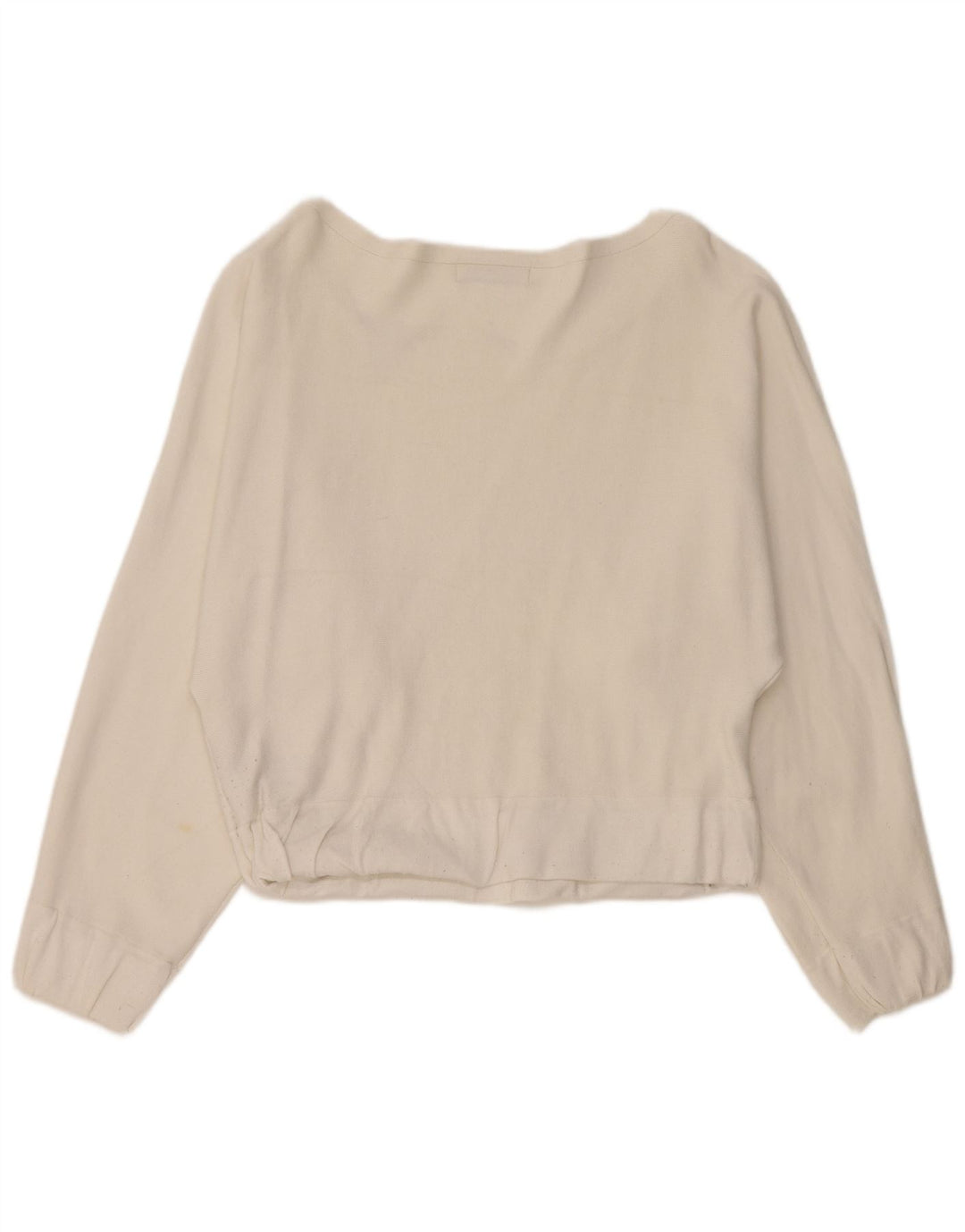 Zara Top feminino oversized manga comprida Reino Unido 10 viscose branca pequena