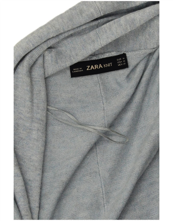 Zara Suéter Cardigan Aberto Feminino Reino Unido 14 Viscose Cinza Médio