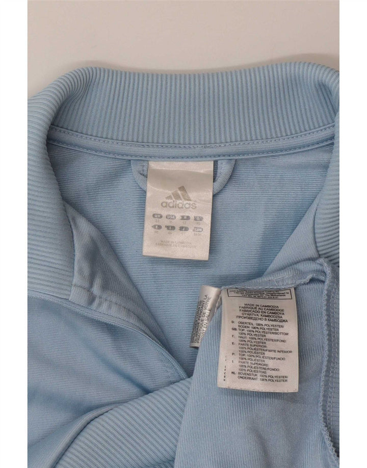 Adidas Womens Tracksuit Top Jacket UK 14 Médio Azul Poliéster