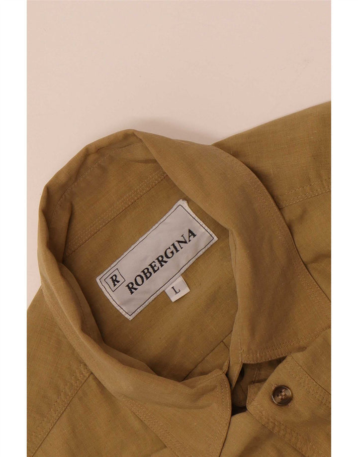 Camisa masculina vintage grande marrom