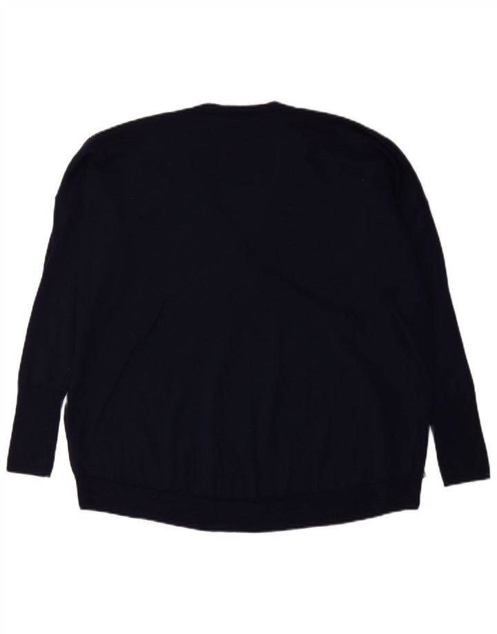 J. Crew suéter feminino oversized com decote em V Reino Unido 14 médio azul marinho