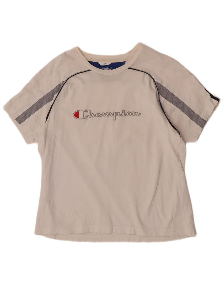 Camiseta masculina Champion de manga curta com estampa regular de algodão branco médio