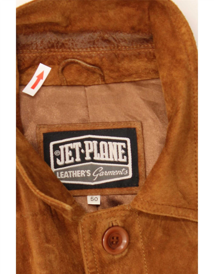 Jaqueta masculina de camurça Jet Plane IT 50 couro bege grande