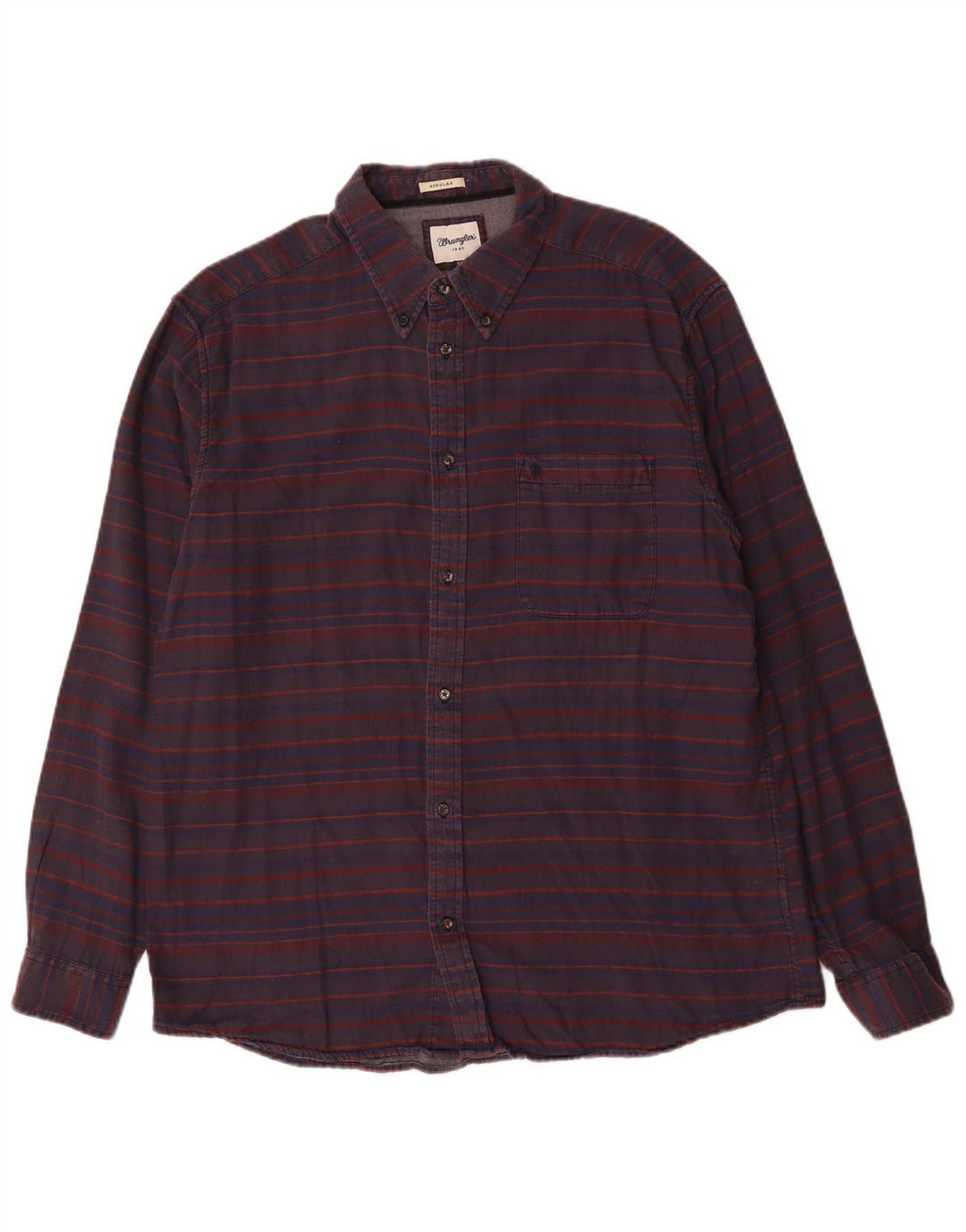 Camisa masculina de ajuste regular WRANGLER 2XL algodão listrado azul marinho