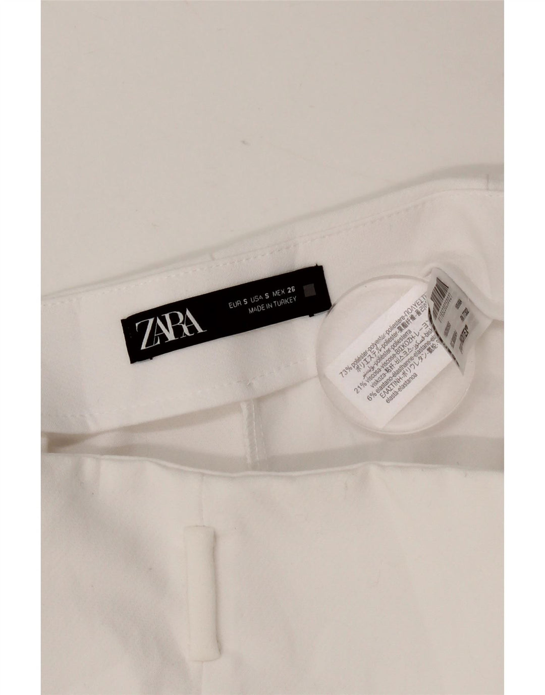 Zara Shorts feminino cintura alta casual pequeno W26 poliéster branco