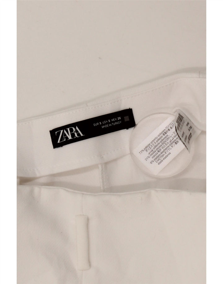 Zara Shorts feminino cintura alta casual pequeno W26 poliéster branco