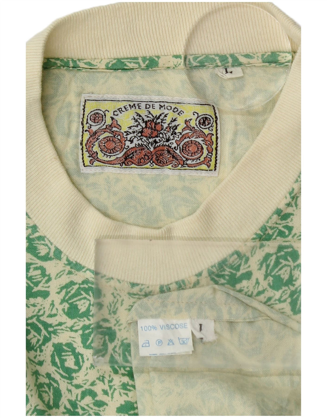 Camiseta masculina VINTAGE Top grande viscose floral verde