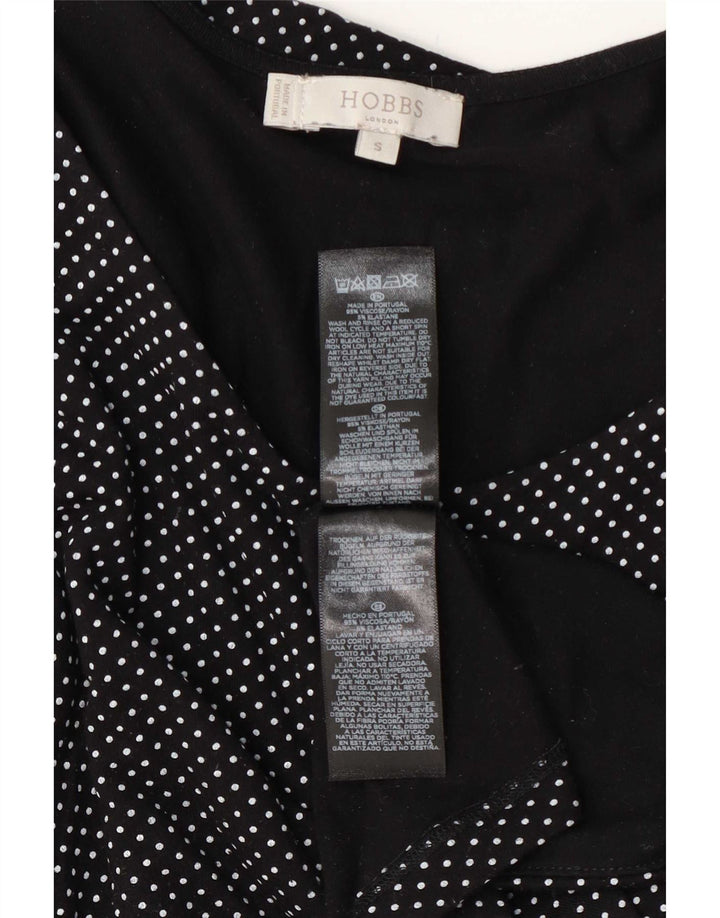 Top feminino Hobbs manga 3/4 Reino Unido 10 viscose manchada preta pequena
